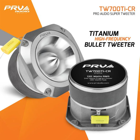 PRV Audio TW700Ti-CR High Power Titanium Bullet Tweeter Chrome - 8 Ohms