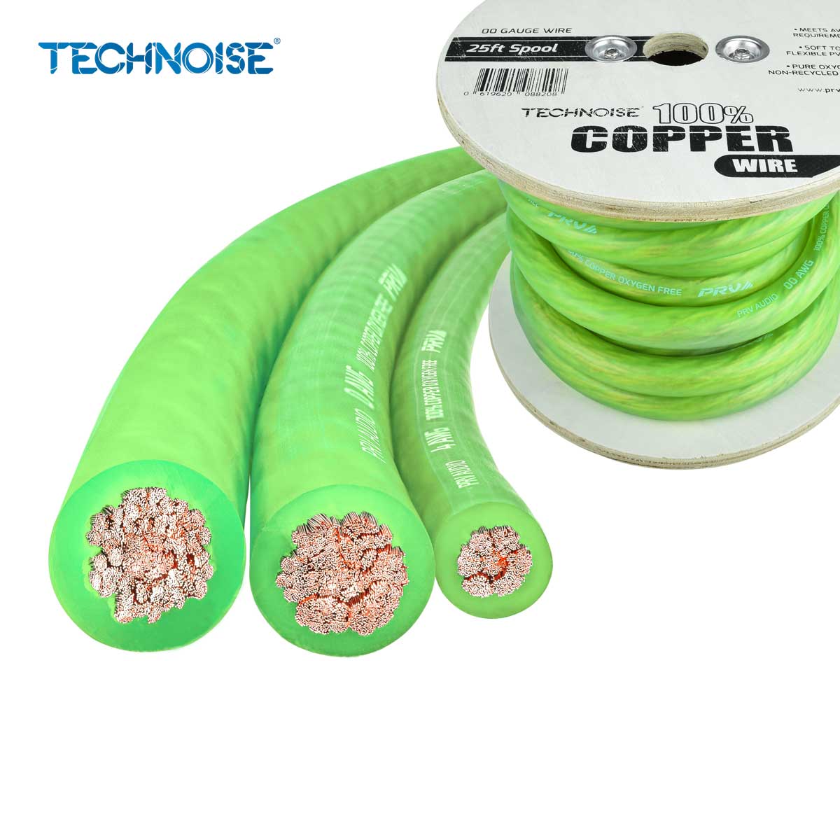 PRV AUDIO WIRE 50FT ROLL NEON GREEN