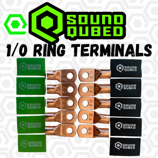 SOUNDQUBED 1/0 Gauge Soundqubed Ring Terminals with Heat Shrink - Copper