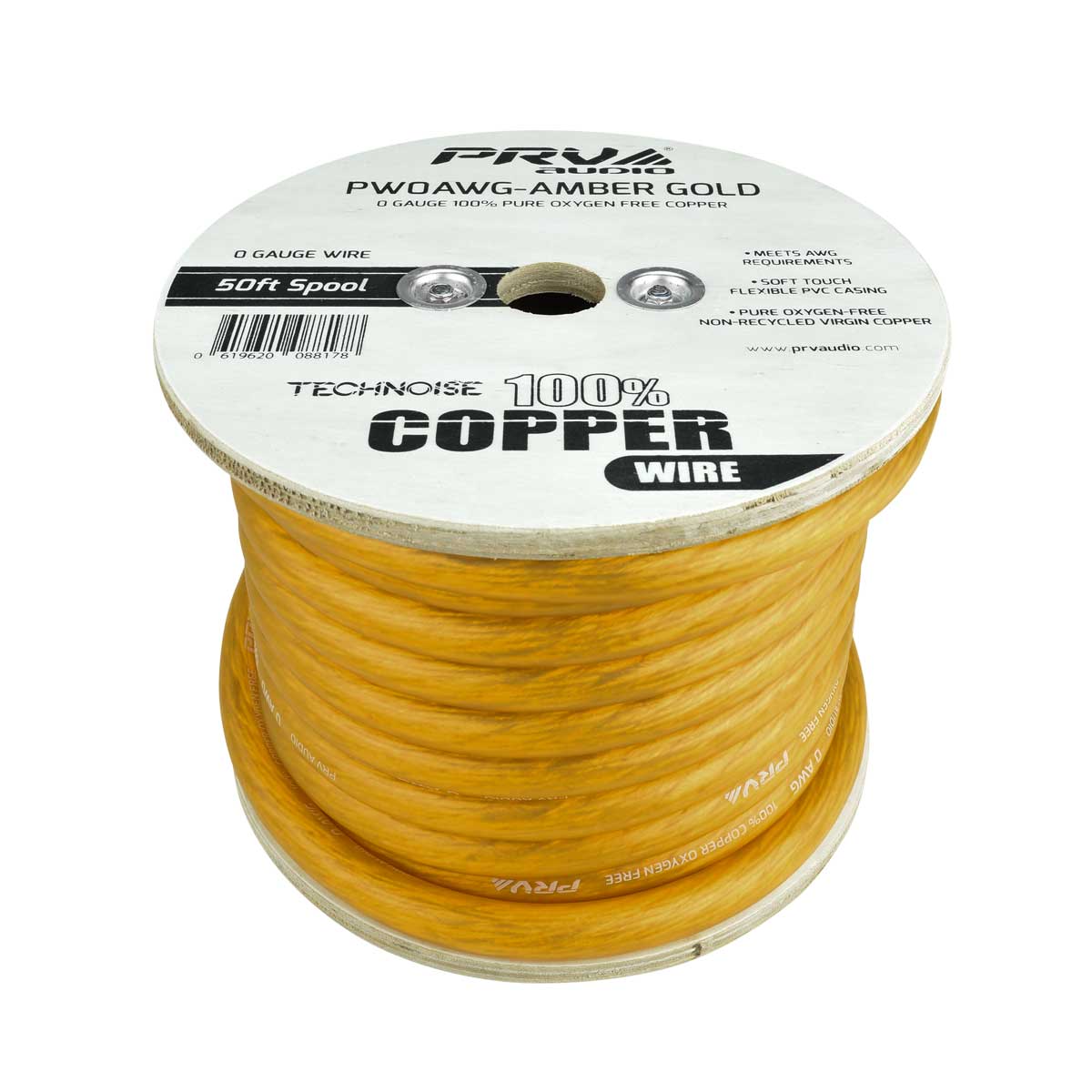 PRV AUDIO WIRE 50FT ROLL AMBER GOLD