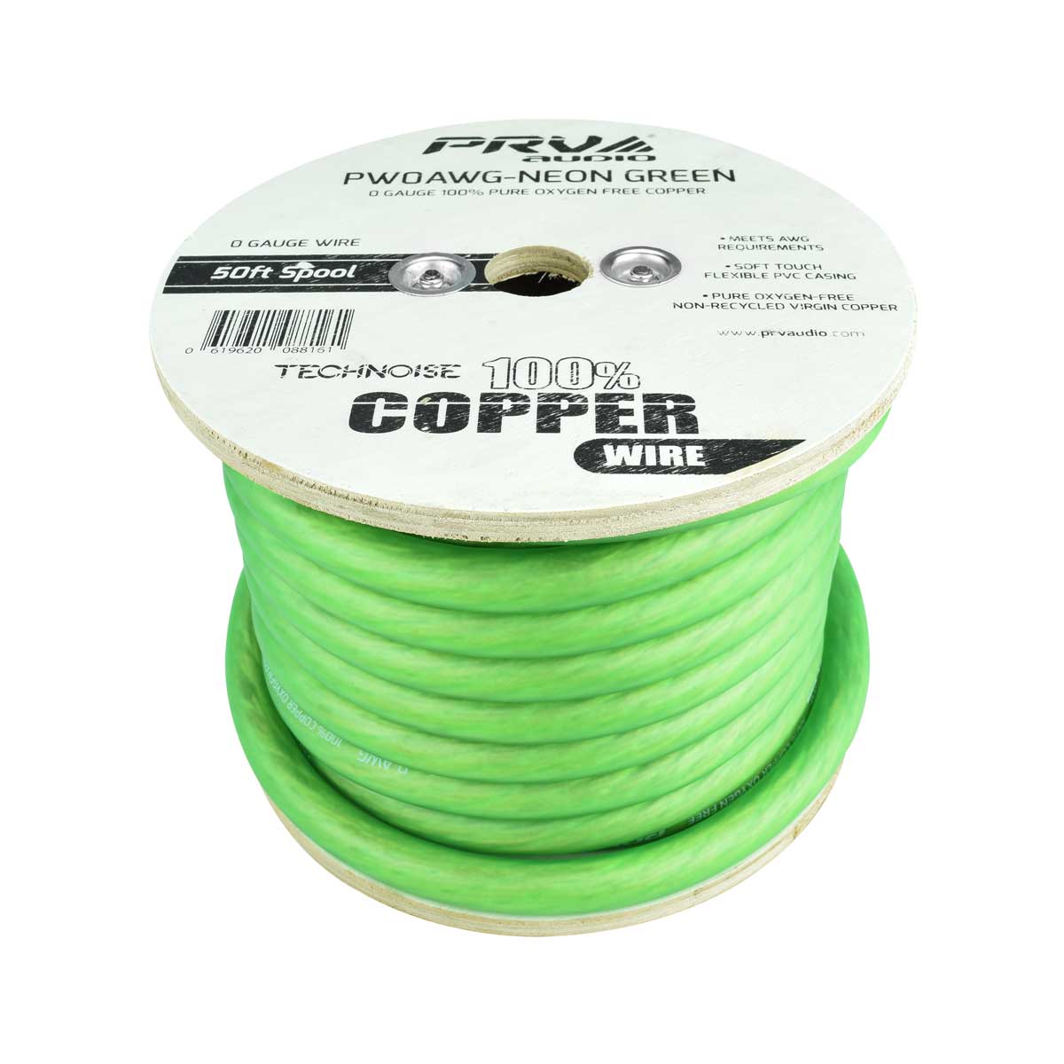 PRV AUDIO WIRE 50FT ROLL NEON GREEN