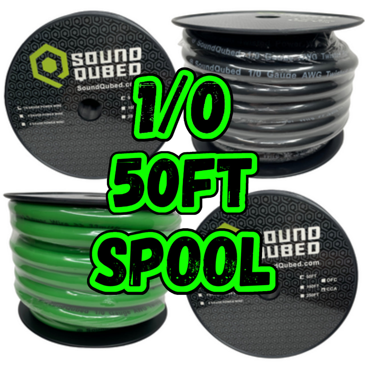 SOUNDQUBED 1/0 Power and Ground Wire (50ft spool)