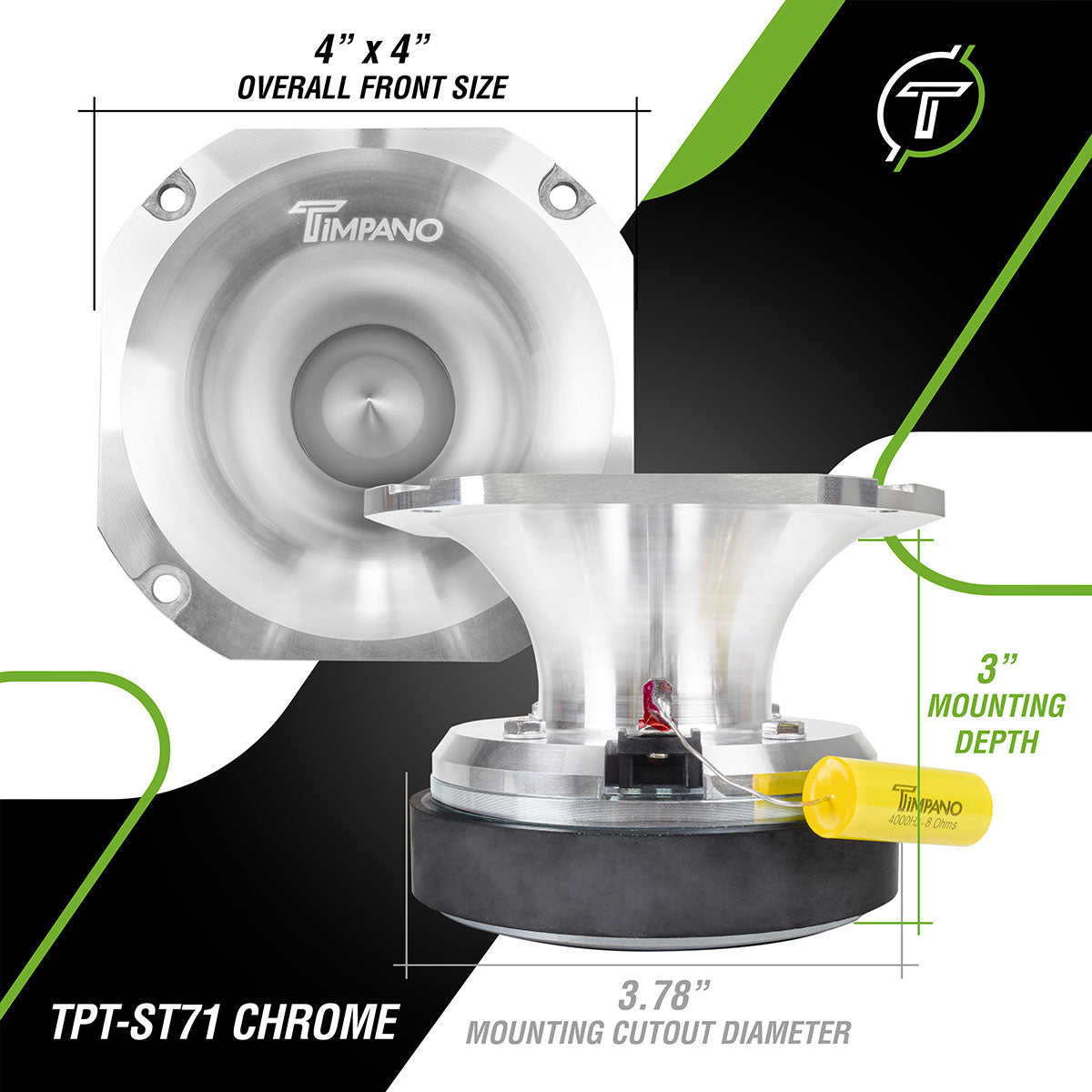 TIMPANO AUDIO TPT-ST71 (PAIR) CHROME SUPER TWEETER 8 OHM