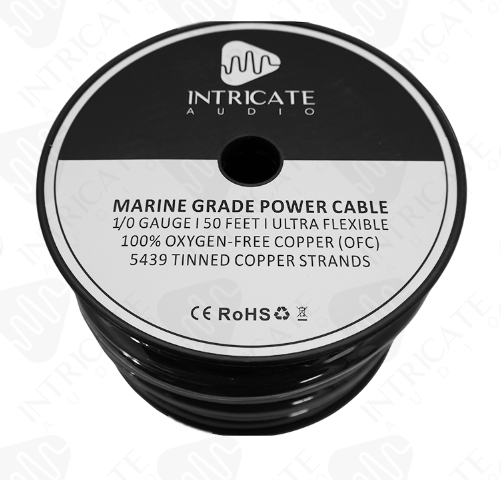 1/0 Tinned OFC Power Wire - (Black) 50FT ROLL