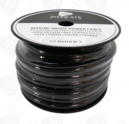 1/0 Tinned OFC Power Wire - (Black) 50FT ROLL