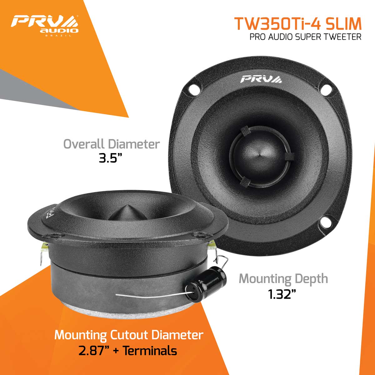 PRV TW350Ti- 4 SLIM PRO Audio Super Tweeter (Pair)