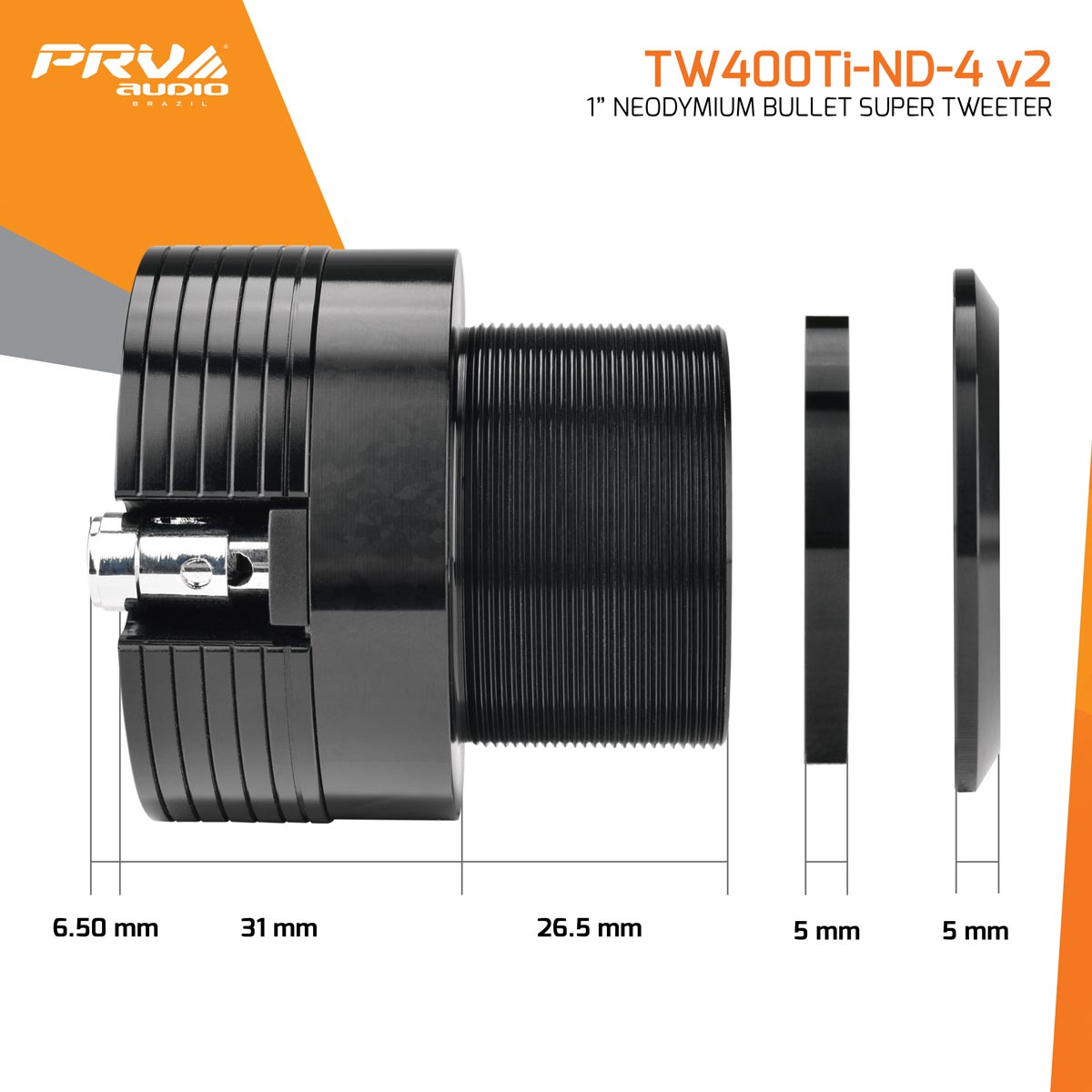 PRV Audio TW400TI-ND-4 V2 1" Bullet Super Tweeter 60W RMS - 4 Ohms (Pair)